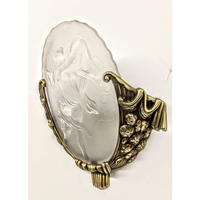 Metal French Art Deco Wall Sconces by Muller Frères - a Pair For Sale - Image 7 of 11