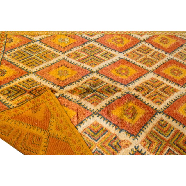 Mid 20th Century Mid-20th Century Vintage Orange Moroccan Tribal Wool Rug For Sale - Image 5 of 13