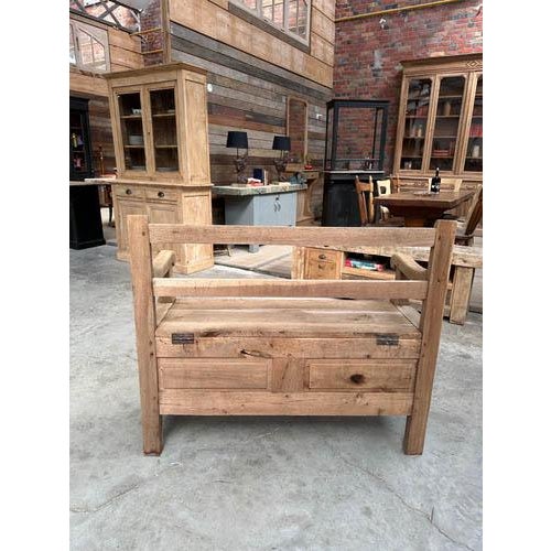 Wood Bench in Solid Oak For Sale - Image 7 of 9
