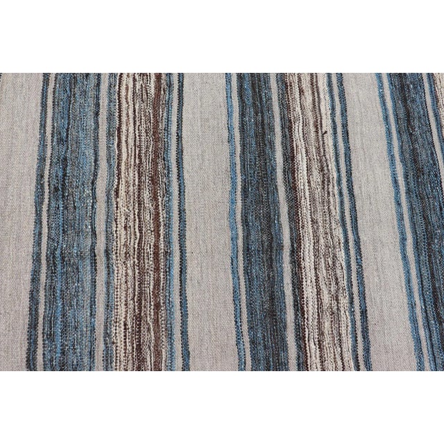 Flat-Weave Kilim Rug by Keivan Woven Arts, Brown, Blue, and Cream 8'3 X 11'3 For Sale In Atlanta - Image 6 of 13