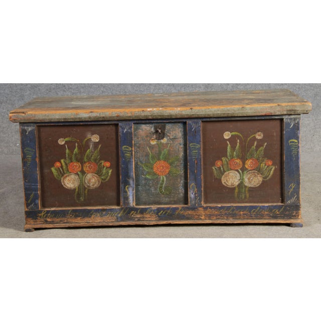 Small Antique Chamfered Chest in Softwood, 1897 For Sale - Image 10 of 18