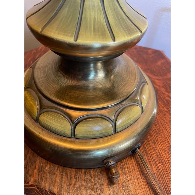 Vintage 1950s Mid-Century Modern Brass Metal Rembrandt Torchiere Table Lamp For Sale - Image 9 of 10