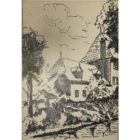 The House is a drawing in china-ink on paper, realized by L.Gerard in 1958. The state of preservation is good except for...