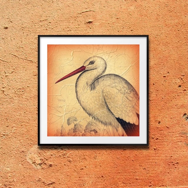 Rustic Vintage Stork Archival Print For Sale - Image 3 of 4