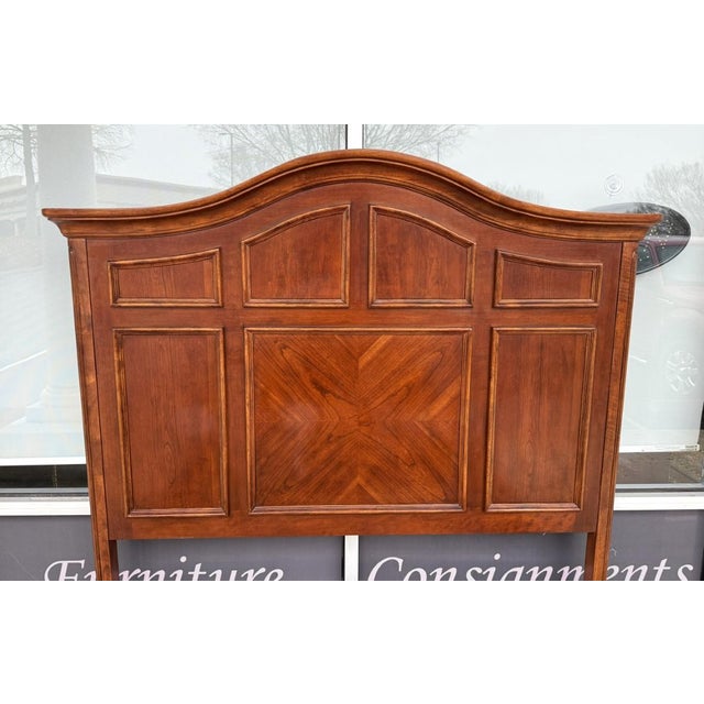 Early 21st Century Cherry Finish Queen Size Paneled Bed Frame For Sale - Image 5 of 12