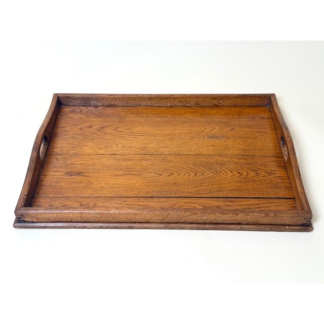 Large German Arts and Crafts Handcrafted Oak Serving Tray, 1920s For Sale - Image 11 of 18