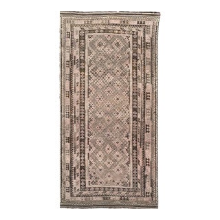 Maimana Kilim Area Rug, Handwoven Wool, 8x15, Mushroom & Chocolate For Sale