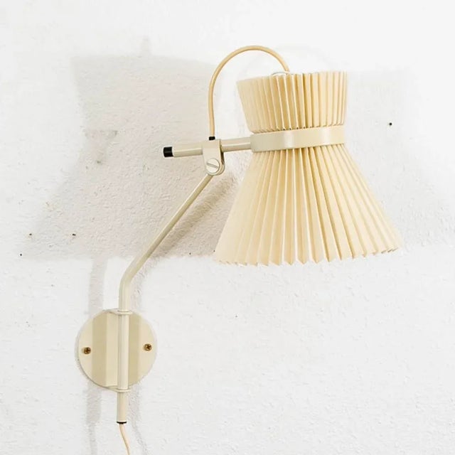 Le Klint 1960s Mid Century Modern Wall Sconce Lamp Le Klint White Metal Pleated Shade Denmark For Sale - Image 4 of 12