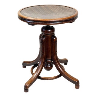 Art Deco Adjustable Piano Stool from Fischel, Former Czechoslovakia, 1920s For Sale