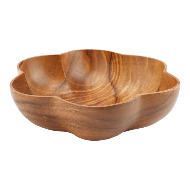 Hawaiian Hand Carved Bowl of Figured Monkey Pod Wood, 1950 For Sale