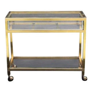 Mid-Century Modern Brass and Lucite Cart For Sale