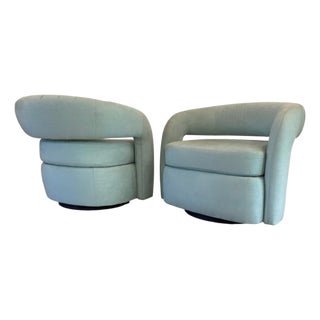Signed Weiman Targa Swivel Chairs, a Pair For Sale