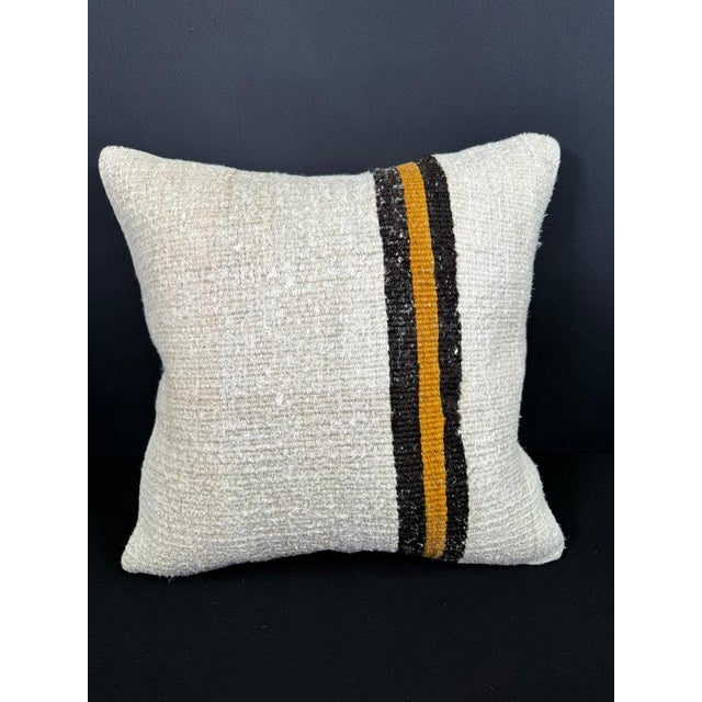 Turkish Hemp Pillow Cushion Natural Beige Black Pillow Cushion Cover 20x20 For Sale - Image 4 of 4