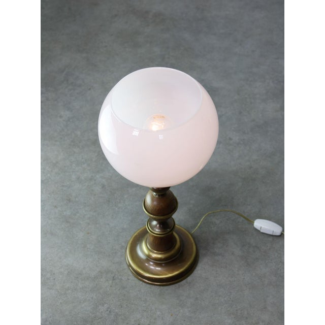 Vintage Italian Brass and Opaline Table Lamp, 1970s For Sale - Image 3 of 11