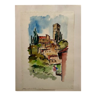 Henry Emil Salloch Original Watercolor on Paper Parga, Vista El Duomo. 1970. For Sale