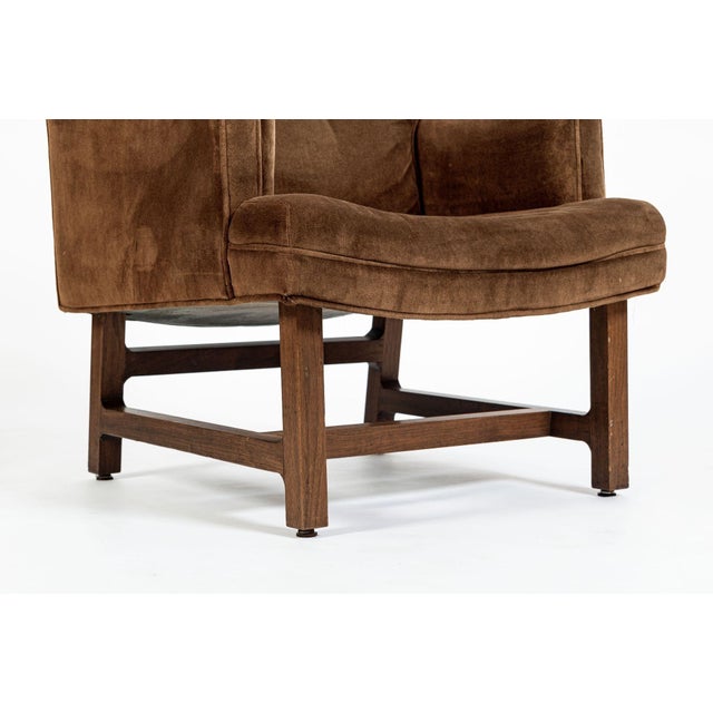 Pair of Mid-Century Brown Velvet Lounge Chairs Attributed to Edward Wormley, 1960s For Sale - Image 16 of 17