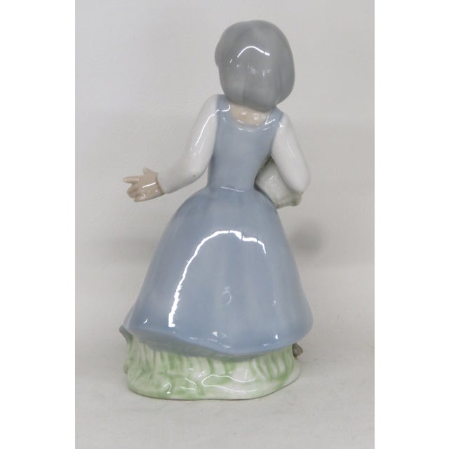 Tenora of Spain Porcelain Girl With Basket and Dog Figurine 4643b For Sale - Image 4 of 14
