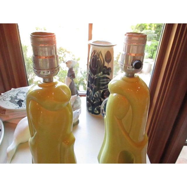 Mid-Century Retro Yellow Lamps - A Pair For Sale - Image 4 of 5