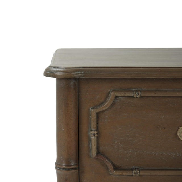 Dark Finish Faux Bamboo Hollywood Regency End Table For Sale - Image 4 of 7