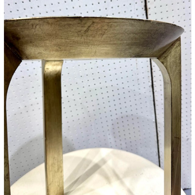 Mid-Century Modern Under Beveled Three Legged Silver Leaf Style Modern Drinks Table For Sale - Image 3 of 9