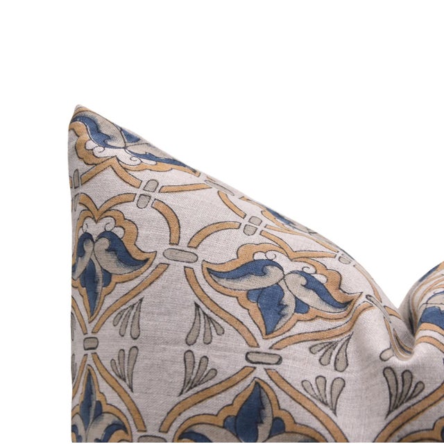 Block Printed Pillow Cover - Pure Linen 22x22 Inch- Hridyavan For Sale - Image 4 of 6