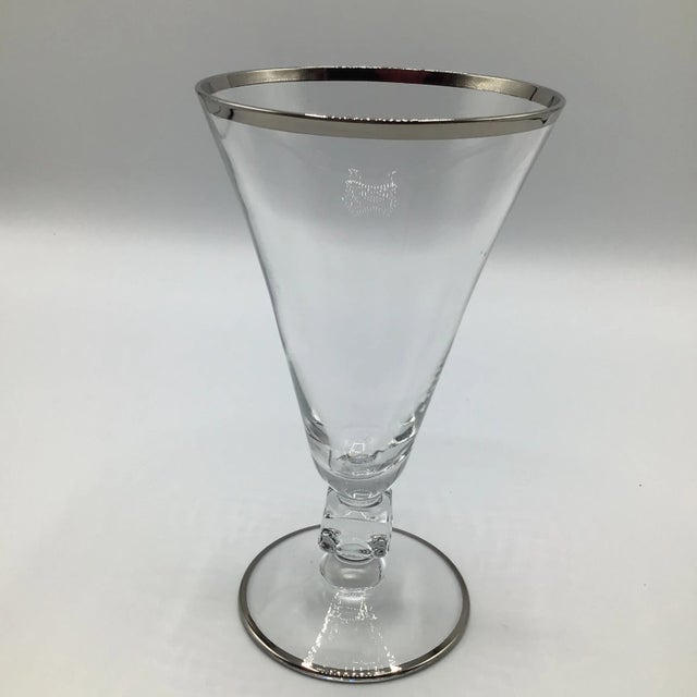 Here are a set of 8 rare Bryce platinum band around the rim and base water goblets, pattern # BRY934-1. There is a 9th one...