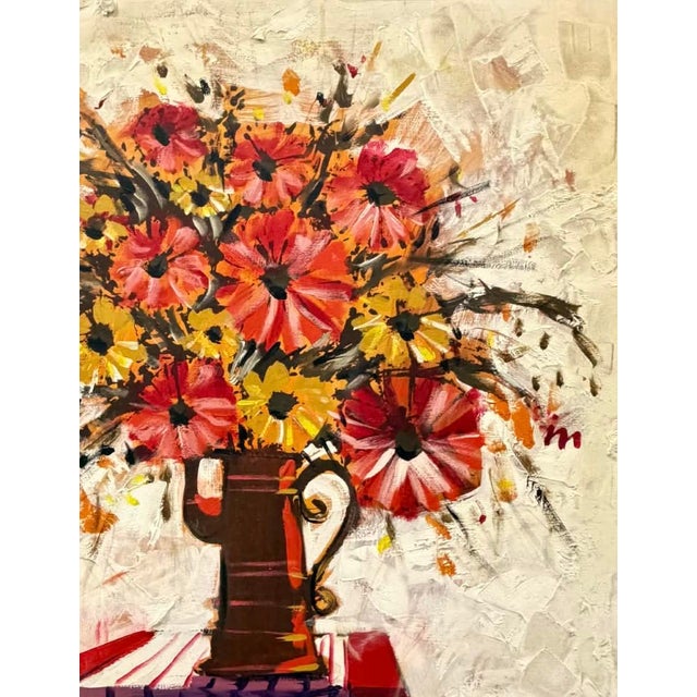 Vintage Vbrant Rare Lee Reynolds Monumental Abstract Impressionist Impasto Floral Oil Painting Signed Framed For Sale - Image 9 of 12