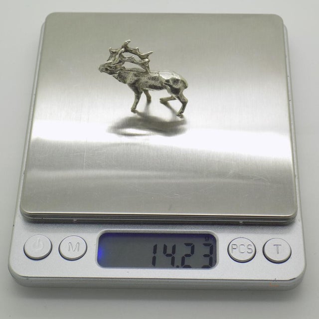 Metal Vintage Italian Silver Stag Deer Figurine Miniature, Milan, 1950s For Sale - Image 7 of 10
