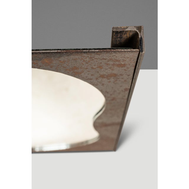Brutalist Industrial Mirror Cut From Raw Patinaed Architectural Steel by Mark Leblanc for Leblanc Studios, Usa, C. 2024 For Sale - Image 16 of 17