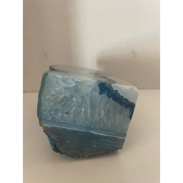 1980s 1980s Natural Geode Glass Agate Blue Artesian Polished Stone Specimen For Sale - Image 5 of 11