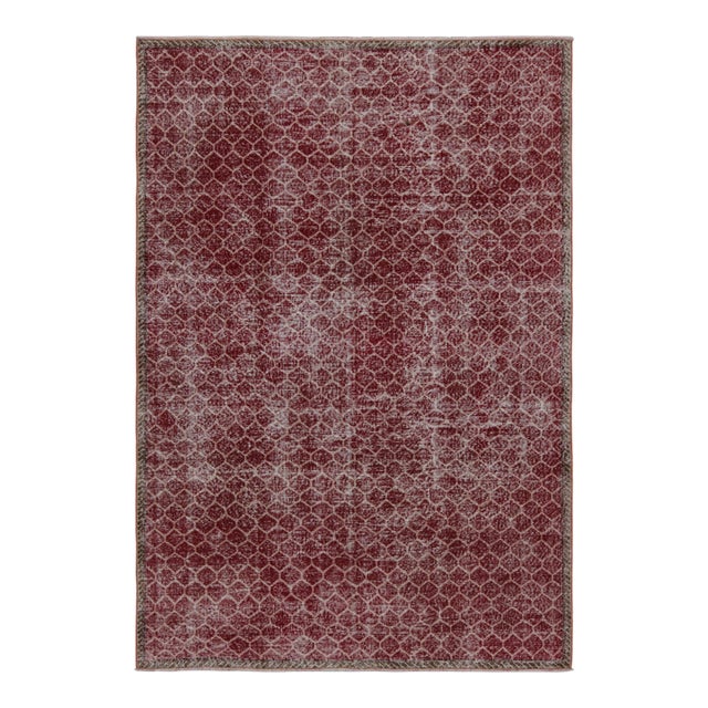 Vintage Zeki Müren Rug in Burgundy With Geometric Patterns, From Rug & Kilim For Sale