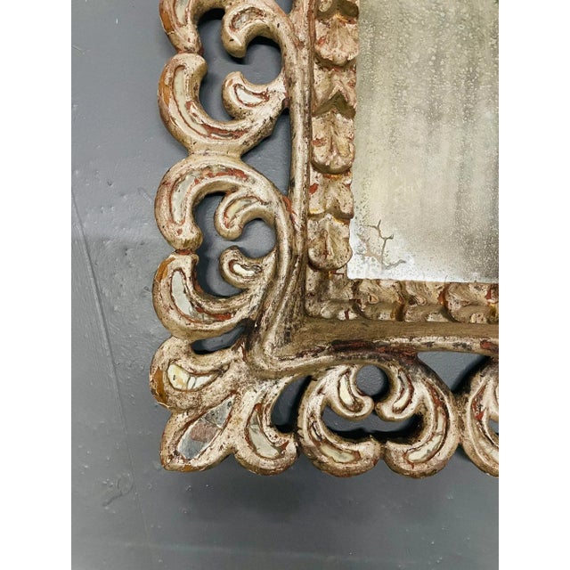 Wood French Hollywood Regency Silver Leaf Wall / Console / Pier Mirror, Distressed For Sale - Image 7 of 8