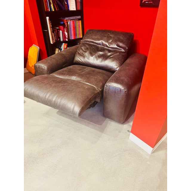 Mid-Century Modern Timothy Oulton Power Reclining Leather Lounge Chair For Sale - Image 3 of 10