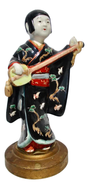 1900s Japanese Kutani Porcelain Musician