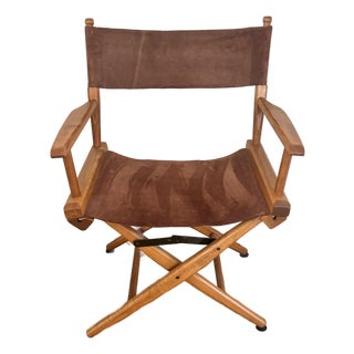1980s American Suede Directors or Campaign X-Chair For Sale