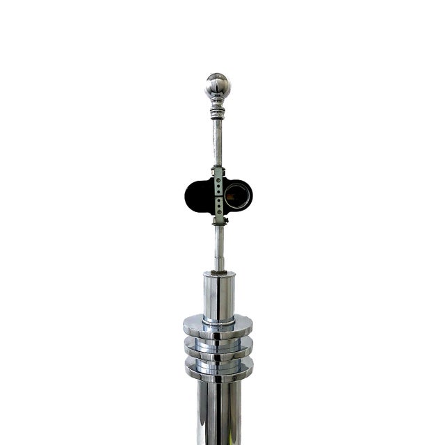 Art Deco Early 20th Century Art Deco Period “Machine Age” Chrome Plated Table Lamps - a Pair For Sale - Image 3 of 9