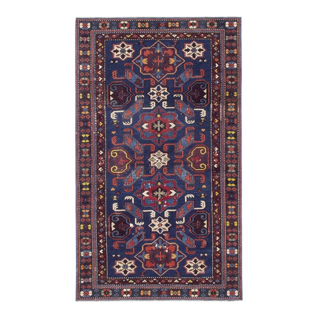 Antique Caucasian Wool Rug - 3`8" X 6`4" For Sale