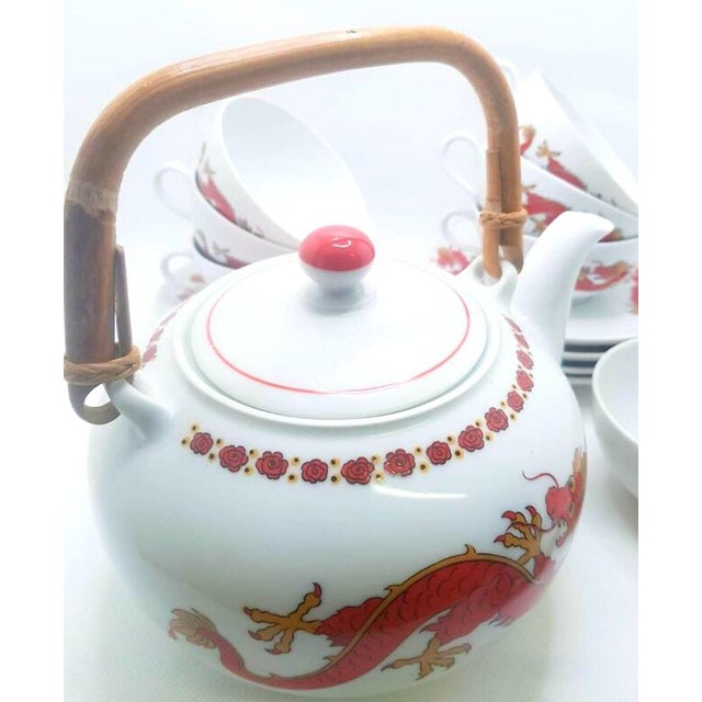 Orange Bavarian Porcelain Dragon Tea Service, 1960s, Set of 15 For Sale - Image 8 of 13