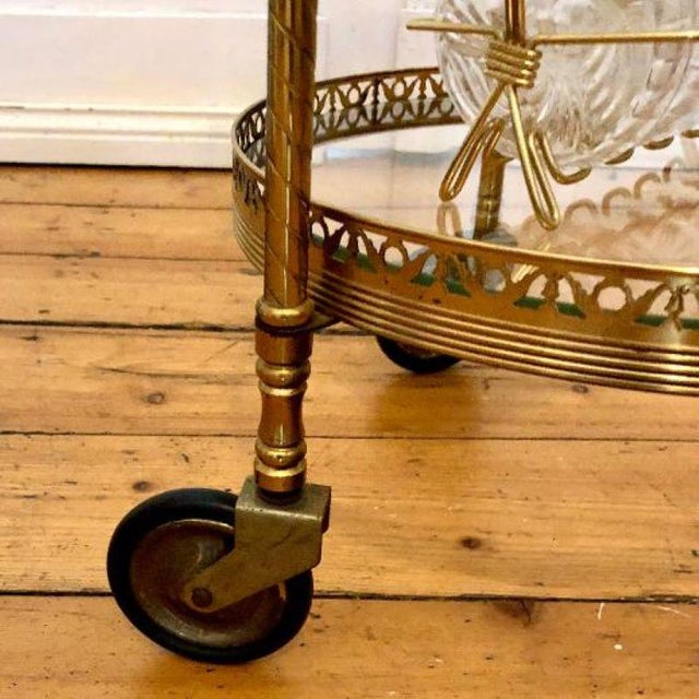 Metal Neoclassicist Art Deco French Bar Trolley in Brass, 1970s For Sale - Image 7 of 9