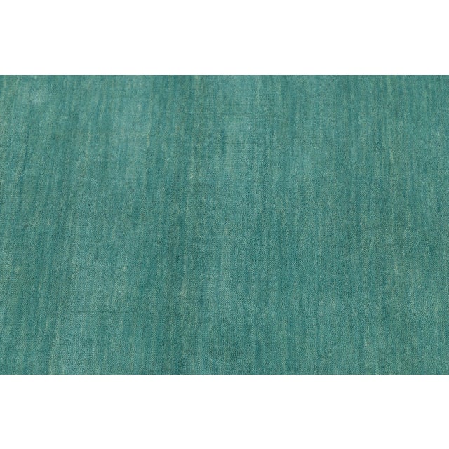 Textile Apadana's Modern Gabbeh Hand-Loom Wool Area Rug in Deep Teal For Sale - Image 7 of 10