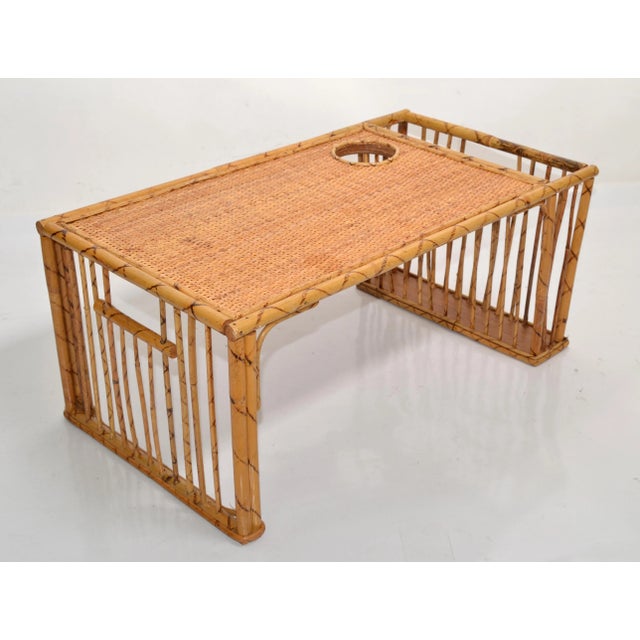 Add some Boho Chic vintage charm to your breakfast in bed with this amazing tiger bamboo, caning and rattan bed tray...