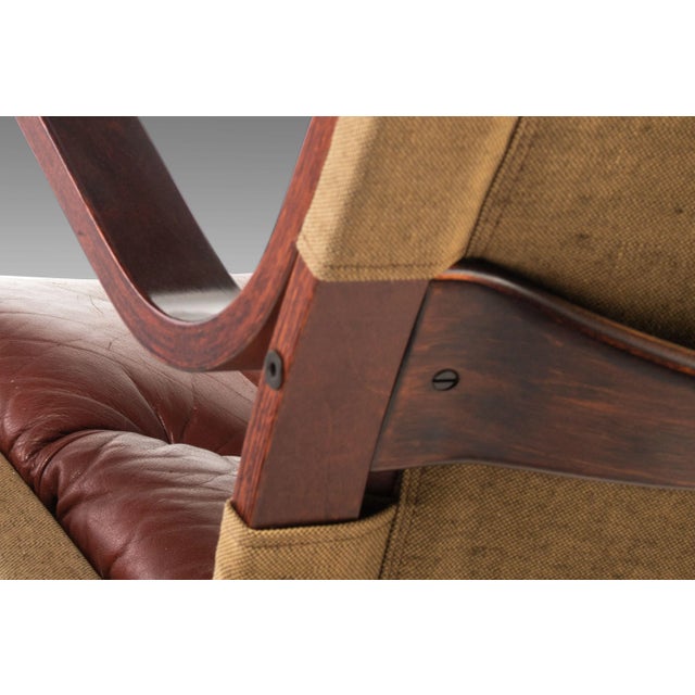 1970s Vintage Koivutaru Bentwood Chair & Ottoman in Afromosia and Oxblood Red Leather by Esko Pajamies for ASKO For Sale In Orlando - Image 6 of 13