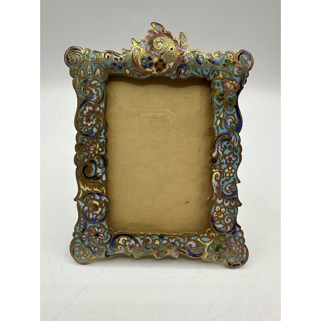 Antique Cloisonné Bronze Frame, 1890s For Sale - Image 9 of 10