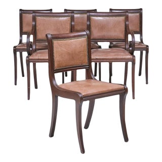 Six Regency Style Oak 1920s Dining Chairs For Sale