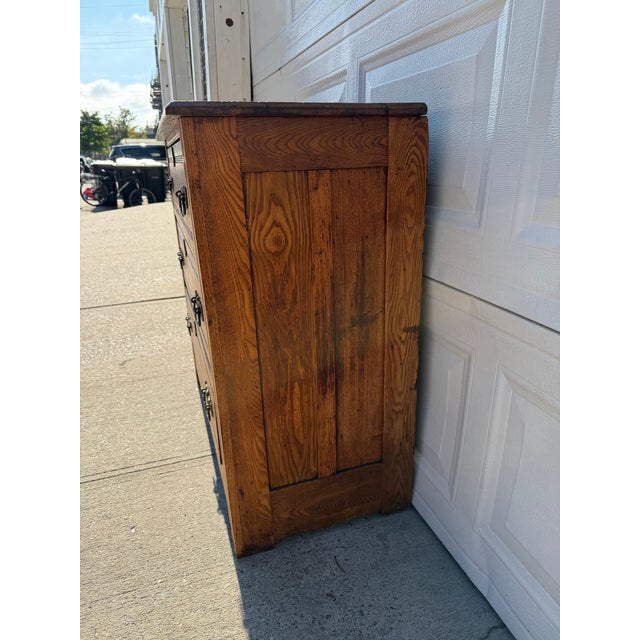 Victorian Antique Victorian Eastlake Oak Three-Drawer Chest With Brass Hardware For Sale - Image 3 of 12
