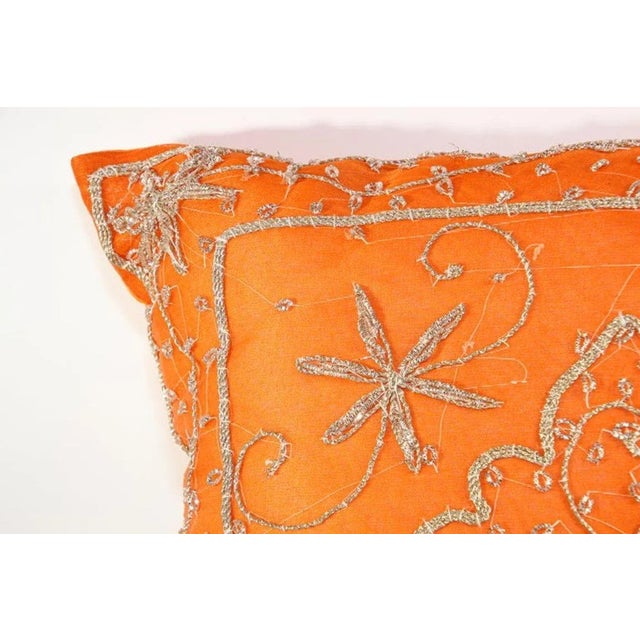 Orange Accent Throw Pillow Embellished With Sequins and Beads For Sale - Image 4 of 16