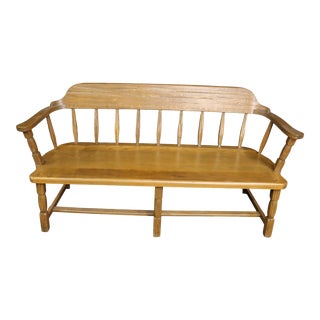 Ranch Oak Rustic Chipped Carved Settee For Sale