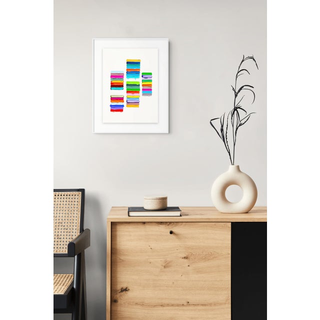 Abstract Contemporary Abstract Acrylic on Montval Paper "Sequencing 13" by Martina Nehrling For Sale - Image 3 of 5
