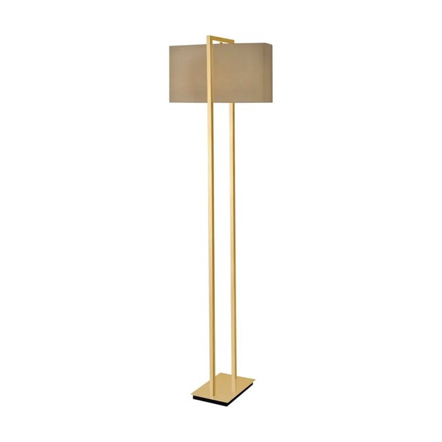 Brushed Brass With Black Underbase Check in Floor Light For Sale - Image 4 of 4