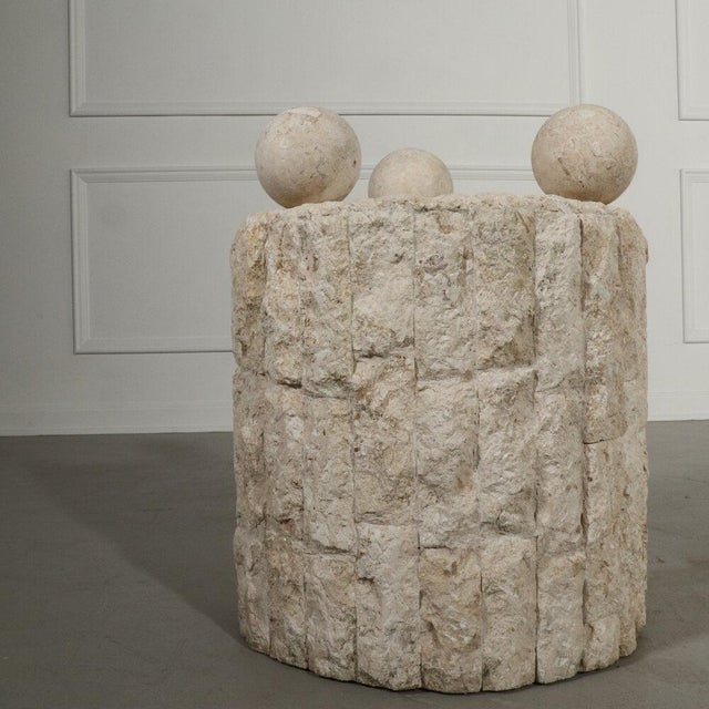 Post Modern Round Mactan Stone Side Table Chairish